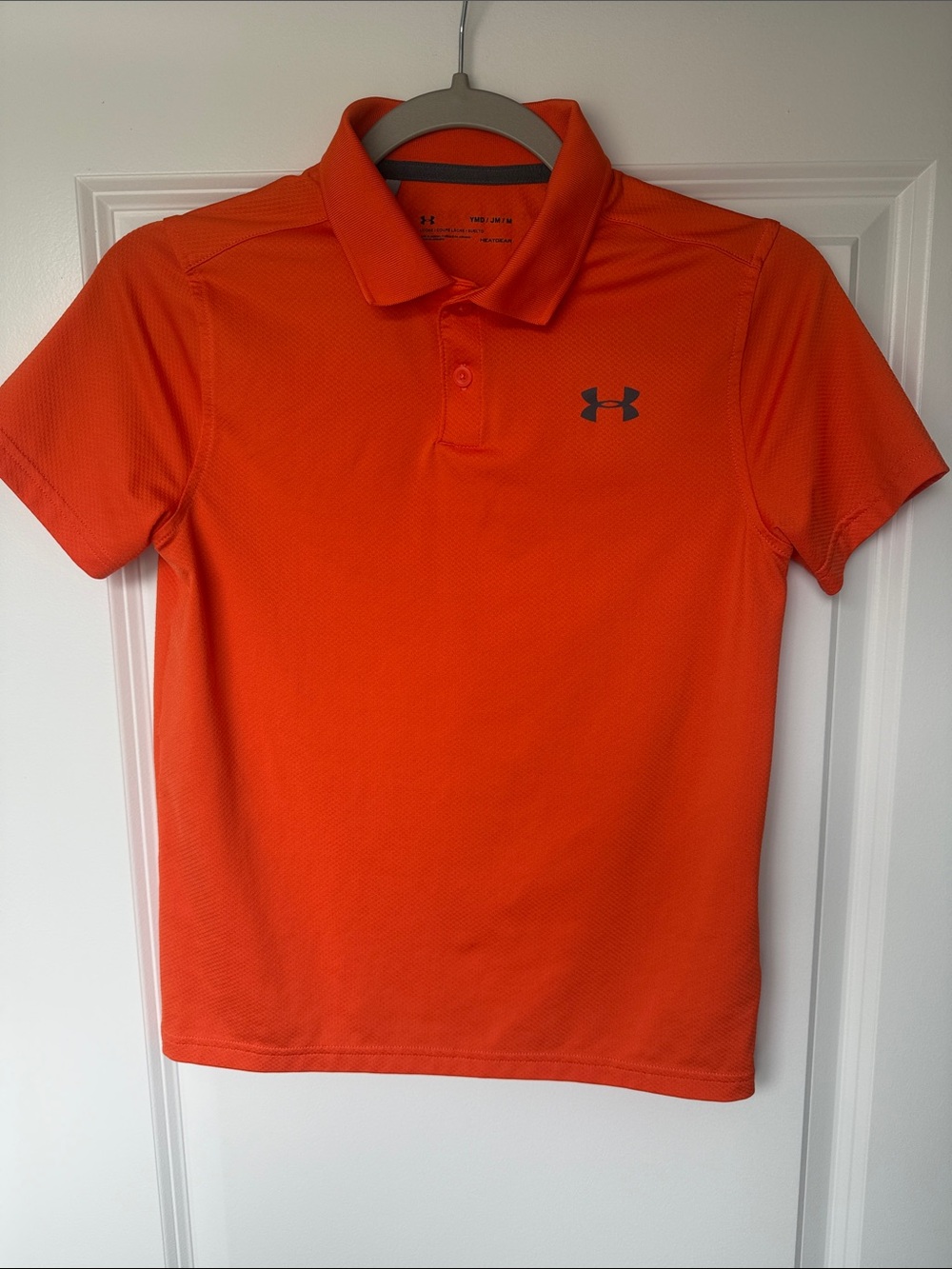 Boys Under Armour Orange Short-Sleeve Tech Polo Size YMed